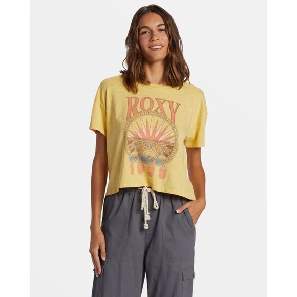 Roxy Women's T-Shirt Surfs Up Boyfriend Relaxed Fit Short Sleeve Tee Top - Picture 1 of 6